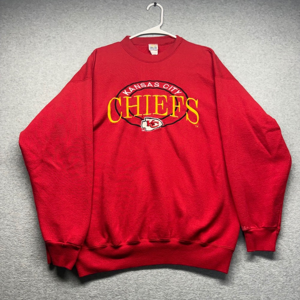 Vintage Kansas City Chiefs Sweatshirt Mens XL Red Embroidered NFL Competitor USA